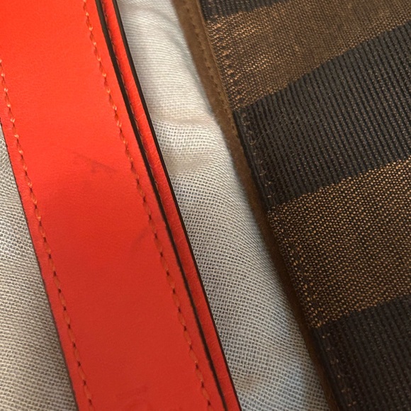 Fendi small pepuin stripe canvas and red leather - Picture 8 of 10